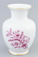 Hollóházi virágmintás retró váza. Matricás, jelzett, hibátlan, m: 17,5 cm