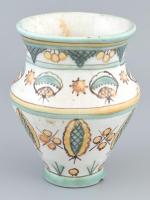 Iparművészeti Vállalatos Gorka habános kerámia váza. Jelzett, kopásnyomokkal, mázrepedésekkel, alján kis csorba, szájperemén repedés m: 16 cm