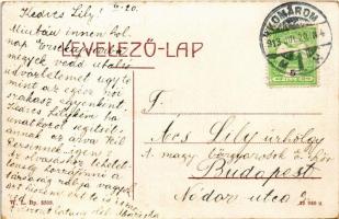 1913 Komárom, Komárno; Kisdunai részlet a hajóállomással, gőzhajó. W.L. Bp. 5503. / ship station, st...