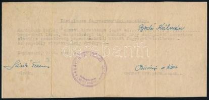 1956 nov 2. Ideiglenes fegyvertartási engedély nemzetőrségi tag számára, Karácsond. gyöngyösi járás