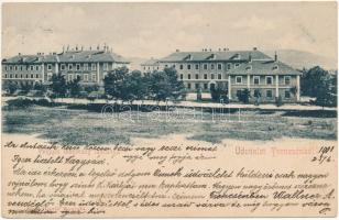 1901 Trencsén, Trencín; Frigyes főherceg laktanya. Szold Henrik kiadása / K.u.K. military barracks