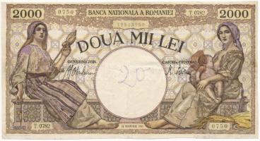 Románia 1941. 2000L T:III tűlyukak Romania 1941. 2000 Lei C:F pin holes Krause P#53