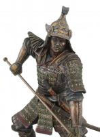 2 db gipsz szamuráj szobor, kis kopásnyomokkal, m: 23 cm