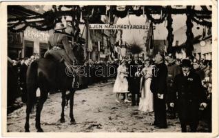 1938 Losonc, Lucenec; bevonulás, Éljen Magyarország / entry of the Hungarian troops + "1938 Losonc visszatért" So. Stpl. (EB)