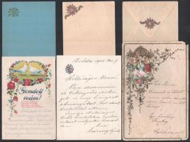 1897-1917 6 db színes boríték és levélpapír