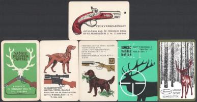 cca 1970 6 db vadászat, vadászati világkiállítás témájó kártyanaptár