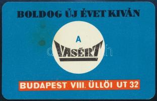 1970 Vasért reklámos fém kártyanaptár, jó állapotban, 10,5x6,5 cm