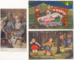 6 db RÉGI motívum képeslap: gyerekek, mese / 6 pre-1945 motive postcards: children, fairy tale