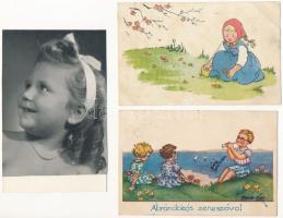 7 db főleg RÉGI motívum képeslap: gyerekek / 7 mainly pre-1945 motive postcards: children