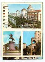 cca 1970 Kijev, Ukrajna, 46 db színes képet tartalmazó leporelló
