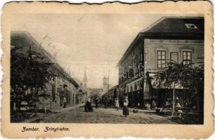 1917 Zombor, Sombor; Zrínyi utca, üzletek. Theofanovic kiadása / street view, shops + K.u.K. Reservespital in Zombor IV. Abt. (fl)