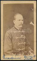 cca 1880 Zsidy József m. kir. honvéd százados, keményhátú fotó, hátoldalon feliratozva, 10,5×6,5 cm