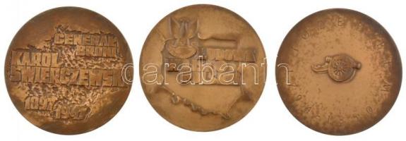 Lengyelország ~1970. 3xklf kétoldalas, katonai bronz éremből álló tétel eredeti díszdobozban (70mm),...