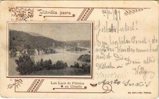 1897 (Vorläufer!) Plitvicka Jezera / Plitvicei tavak / Les Lacs de Plitvice en Croatie / Plitvice Lakes. Floral (vágott / cut)