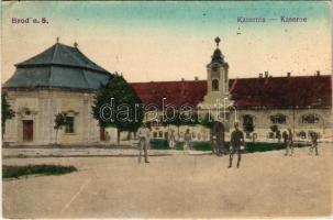 1918 Bród, Nagyrév, Slavonski Brod, Brod na Savi; Kasarnia / Kaserne / laktanya / K.u.K. military barracks, soldiers (EK)