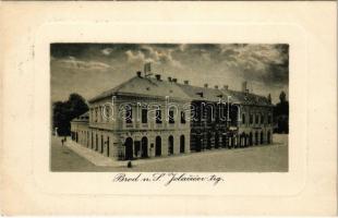 1910 Bród, Nagyrév, Slavonski Brod, Brod na Savi; Jelacicev trg / square, shops
