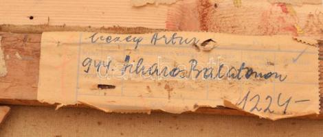 Mezey Artúr (1907-1987): Viharos Balaton. Olaj, vászon. Jelzett. Hátoldalán címkén feliratozott. Dek...