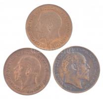 Nagy-Britannia 1909. Farthing Cu "VII. Eudárd" + 1925. Farthing Cu "V. György" +...