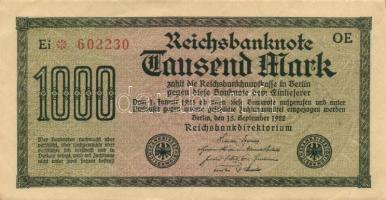 Német Birodalom/Weimari Köztársaság 1922. 1000M (2x) T:I-
