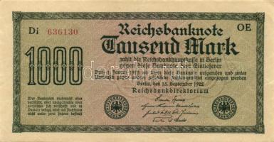 Német Birodalom/Weimari Köztársaság 1922. 1000M (2x) T:I-
