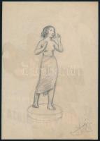 Jakab Gyula (1910-1991): Női akt, ceruza, papír, 22,5×16 cm
