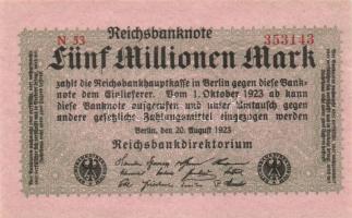 Német Birodalom/Weimari Köztársaság 1923. 5.000.000M T:I