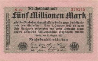 Német Birodalom/Weimari Köztársaság 1923. 5.000.000M T:I