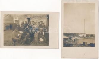8 db eredeti fotó felvétel Osztrák-Magyar haditengerészet hidroplán állomásáról: hidroplán a vízen, ...