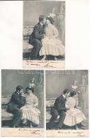 6 db RÉGI romantikus motívum képeslap: szerelmes páros sorozat / 6 pre-1908 romantic motive postcard...