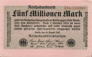 Német Birodalom/Weimari Köztársaság 1923. 5.000.000M T:I-