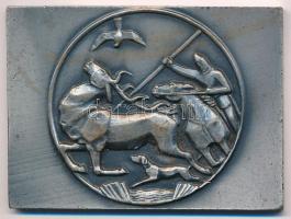 1971. "Vadászati Világkiállítás - Budapest 1971" kétoldalas, ezüstpatinázott bronz emlékpl...