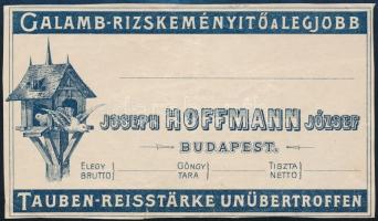 Hoffmann József Galamb rízskeményitő számolócédula