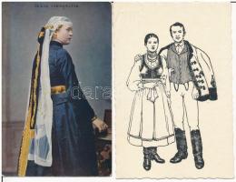 13 db RÉGI magyar és erdélyi népviselet képeslap / 13 pre-1945 Hungarian and Transylvanian folklore ...
