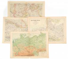 cca 1915 Deutsches Reich, Freyag&Berndt, 4 db térkép, ragasztott, 52×38 cm