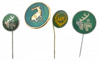 Bulgária 1981. "Vadászati Világkiállítás" fém jelvény tétel (4xklf) T:1-,2 Bulgaria 1981. "World Hunting Exhibition" metal badge lot (4xdiff) C:AU,XF
