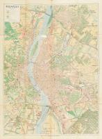 1927 Budapest kézi térképe, M. kir. Állami Térképező Intézet, hátoldalon ragasztással, 66×47 cm