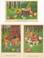 23 db MODERN Képzőművészeti Alap Kiadóvállalat húsvéti üdvözlő képeslap / 23 MODERN Hungarian Easter greeting postcards