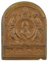 Vatikán DN "XII. Pius pápa" lemezérem műanyag alapra rögzítve (69x87mm) T:2 ph. Vatican ND "Pope Pius XII" plate commemorative medallion on plastic table (69x87mm) C:XF edge error