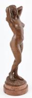 Maugsch Gyula (1882 - 1946): Nyújtózkodó akt. 20. sz. első fele. Bronz. jelzett, márvány talapzaton ...