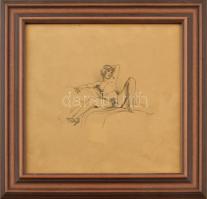 Olvashatatlan jelzéssel:Erotikus grafika. Ceruza, papír. , jelzett, Üvegezett keretben 24x24 cm