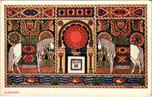 Magyar stylustanulmányok IV. Áldókert. Magyar Adorján kiadása (Zelenika, Dalmácia 1914) / Ungarische Studien IV. Opferhain / Hungarian folklore art postcard s: Magyar (EB)