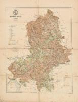 1890 Nógrád megye térképe, Gönczy Pál, Kogutowicz Manó, 1:225 000, ragasztott, 57×45 cm
