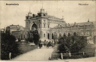 1914 Szombathely, Pályaudvar, vasútállomás (ragasztónyom / glue marks)