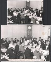 1938 Bp., a Luther Szövetség evangélikus bálja az Országos Kaszinóban, Schäffer Gyula pecséttel jelzett felvétele, 2 db fotó (eredeti + nagyított), a nagyobb hátoldalán a képen szereplők nevesítve, 23,5x17,5 cm és 17x11,5 cm