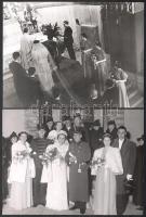 1938 Bp., Csiszár András hadnagy és Knob Jolán esküvője, Schäffer Gyula felvételei, 2 db pecséttel jelzett, feliratozott fotó (az egyiken a képen szereplők nevesítve), 23x17 cm