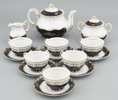Zsolnay Pompadour mintás porcelán teás készlet, kézzel festett, jelzett, hibátlan.