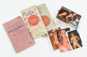 Vegyes zsebnaptár tétel, 3 db: 1904, 1906, 1909, valamint 33 db hölgyeket ábrázoló kártyanaptár, közte erotikus is