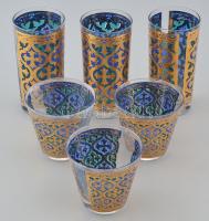 Georges Briard díszesen aranyozott pohár, 3+3 db, jelzett, kopásnyomokkal