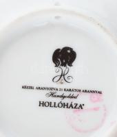 Hollóházi Szász Endre által tervezett mintával díszített porcelán tálka, matricás, hibátlan, jelzett...