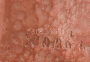 Szabó jelzéssel: Fésülködő női akt, terrakotta, kopásnyomokkal, m: 21 cm